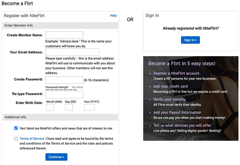 NiteFlirt Signup NiteFlirt Signup